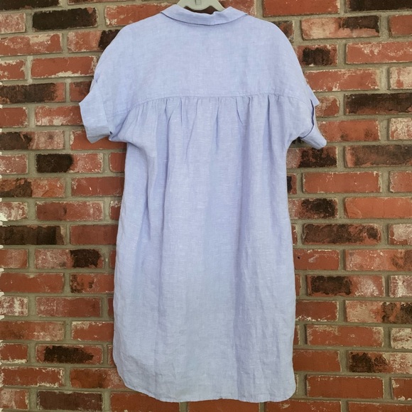 J Crew Baird McNutt 100% Irish Linen Chambray Blue Short Sleeve Shirtdress Sz M - Picture 4 of 13